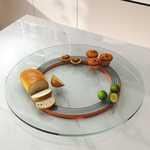 23.6" Lazy Susan for Table Top Tempered Glass Rotating Serving Tray for Dining Table