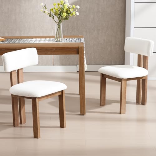 Dining Chairs Set of 2 Faux Fur Diner Chairs Wood Chairs for Kitchen and Dining Room (2 Count)
