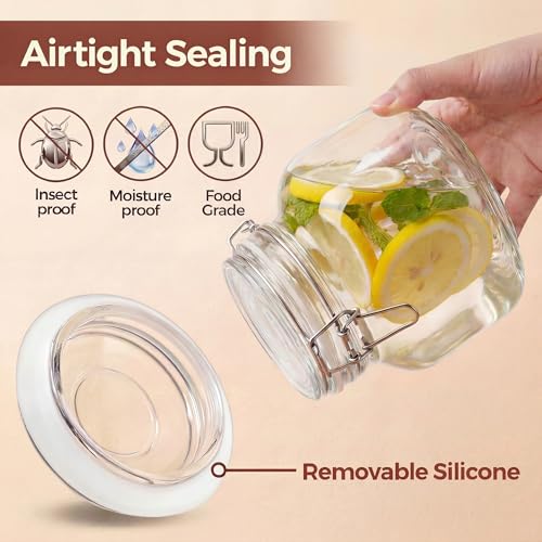 17 oz Square Glass Jars with Airtight Lids (6 Count)