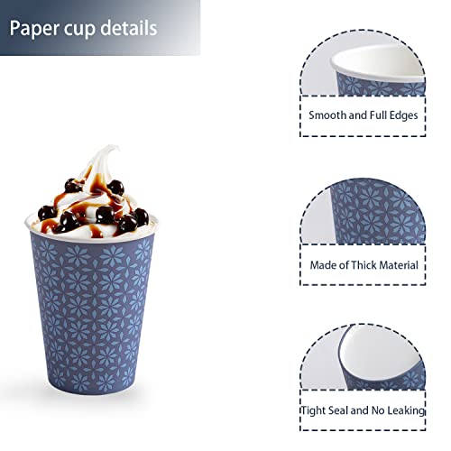 240 Pack Paper Cups 10 oz Bulk Disposable Coffee Cups Navy Floral (240 Count)