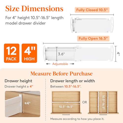 12 Pack 4" High Drawer Dividers (12 Count)