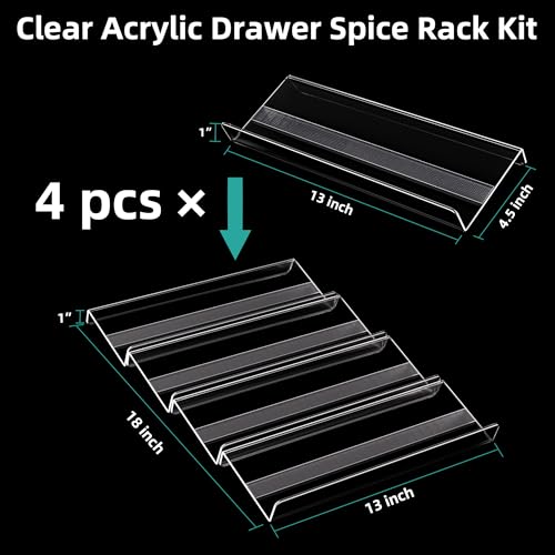 Acrylic Spice Drawer Organizer Insert (4 Count)