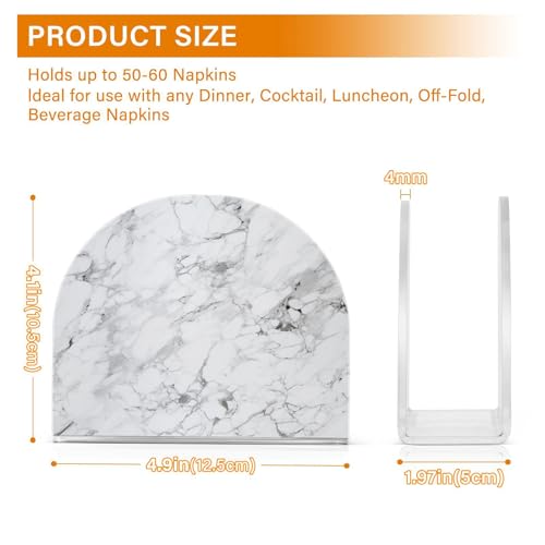 Grey Marble Print Napkin Holder for Table Paper Napkins Holder Acrylic Tissue Dispenser Kitchen Dining Room Bathroom Party Car Decor