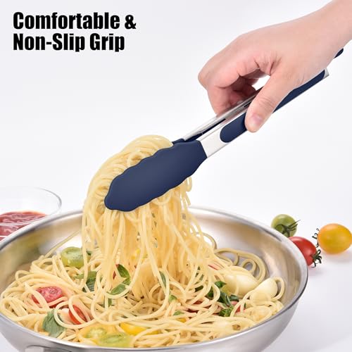 Kitchen Tongs with Silicone Tips for Cooking Serving