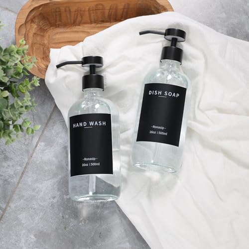 Set of 5 Kitchen Soap Dispenser Set 16 Oz Glass Hand Dish Soap Dispenser with Stainless Steel Pump (5 Count)