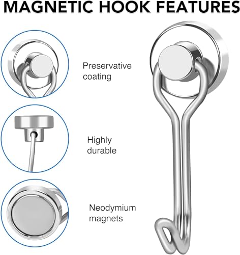 Magnetic Hooks Magnet Hook for Cruise Cabins Fridge 30LBS 6Pack (50 Count)