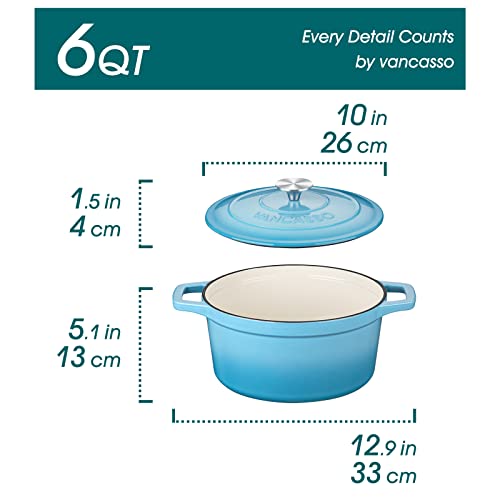 6 Qt Round Enameled Cast Iron Dutch Oven with Lid & Handles