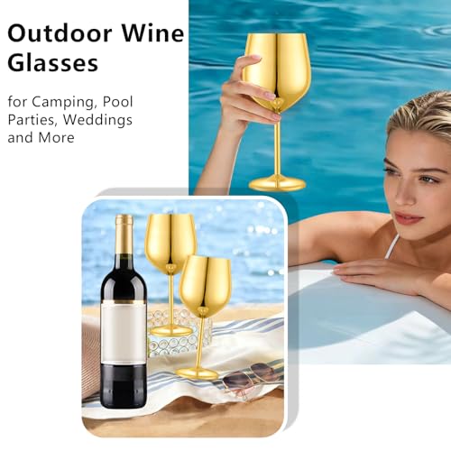 Unbreakable Stainless Steel Wine Glasses Set of 4 (4 Count)