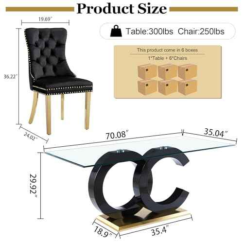 7 Piece Glass Dining Table Set for 6 (7 Count)