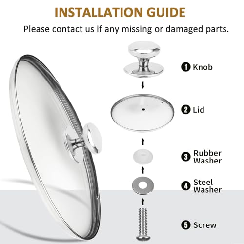 Glass Lid for 11 Inch Stainless Steel Cast Iron Skillets Frying Pans