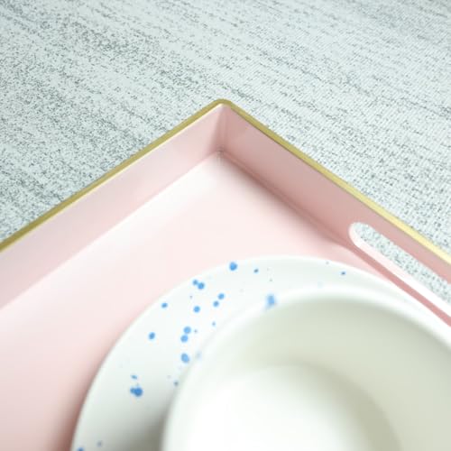 Pink Decorative Serving Tray with Handles