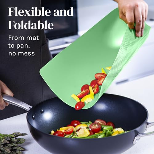 Extra Thick Pastel Flexible Plastic Cutting Board Mats with Food Icons & EZ (6 Count)