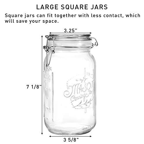 4 Pack Clear Wide Mouth Glass Mason Jars with Airtight Clamp Lids (4 Count)