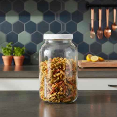 1 Gallon Glass Jar Wide Mouth with Airtight Foam Lined Plastic Lid (3 Count)