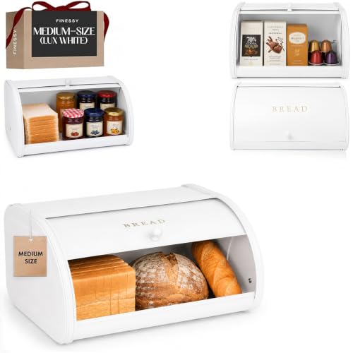 White Bread Box for Kitchen Countertop Airtight