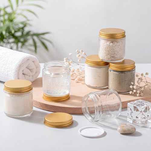24 Pcs 4 oz Glass Jars with Gold Lid and Inner Liners (24 Count)