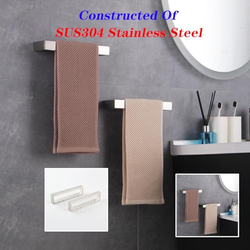 Modern Towel Holder Square Style Brushed Stainless Steel Towel Hanger Towel Ring for Bathroom Wall Mount 2 Pack HG1716