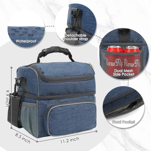 Double Layer Cooler Insulated Lunch Bag Adult Lunch Box Large Tote Bag for Men