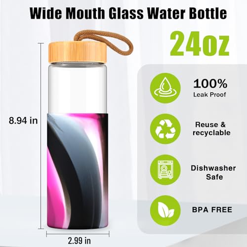 24 oz Glass Water Bottles with Lids