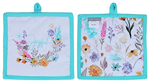 Pot Holders Heat Resistant Cotton Set of 2 Nonslip 8"x8" Inch Hot Pads for Kitchen (2 Count)