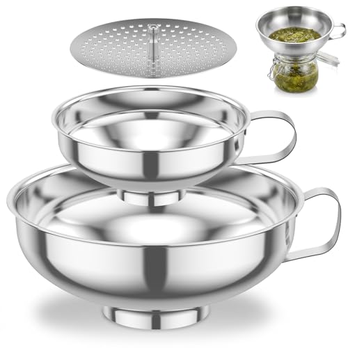 3 Piece Stainless Steel Canning Funnel Set with Strainer