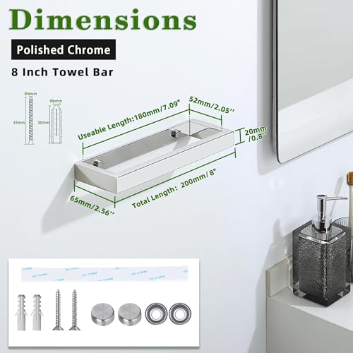 8'' Hand Towel Holder Towel Bar for Bathroom Wall Mounted