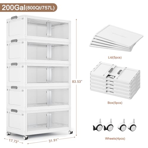 800QT Stackable Storage Bins with Lids (5 Count)