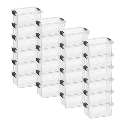 1.05 Quart Mini Clear Plastic Storage Container with Lid (24 Count)