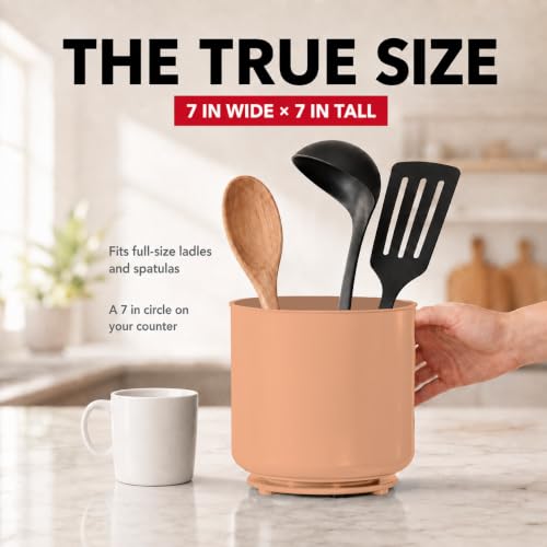 Plastic Extra Large Peach Countertop Utensil Holder Kitchen Caddy