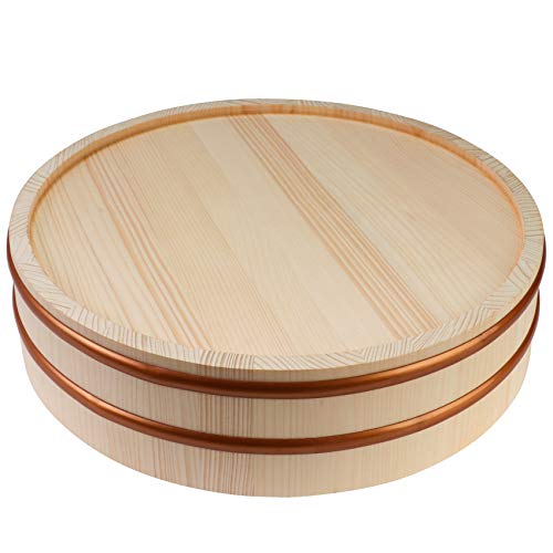 Wooden Sushi Rice Bowl with Lid Hangiri Sushi Oke Sushi Rice Mixing Tub