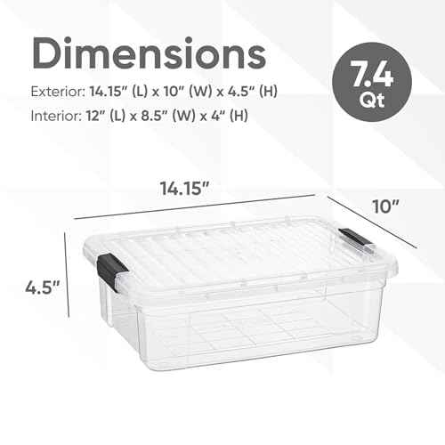7.4 Quart Clear Plastic Storage Bin with Lid (12 Count)