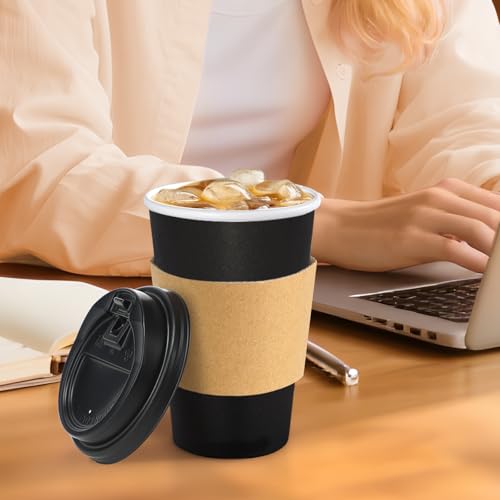 500 Pack 16 oz Disposable Coffee Cups With Lids and Sleeves (500 Count)