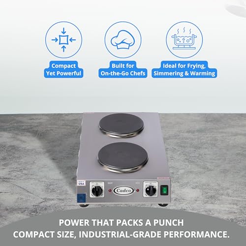 CDR 2CFB Portable Double Cast Iron Space Saver Hot Plate