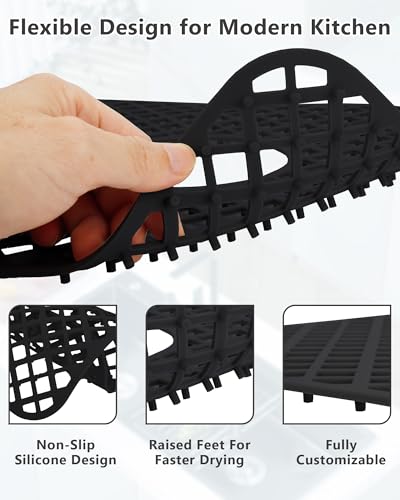 2 Pack Silicone Sink Mat Protector for Kitchen Sink