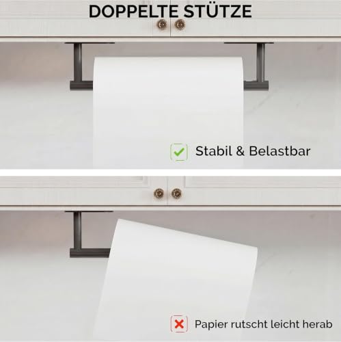 Matte Black Paper Towel Holder Under Cabinet Self Adhesive
