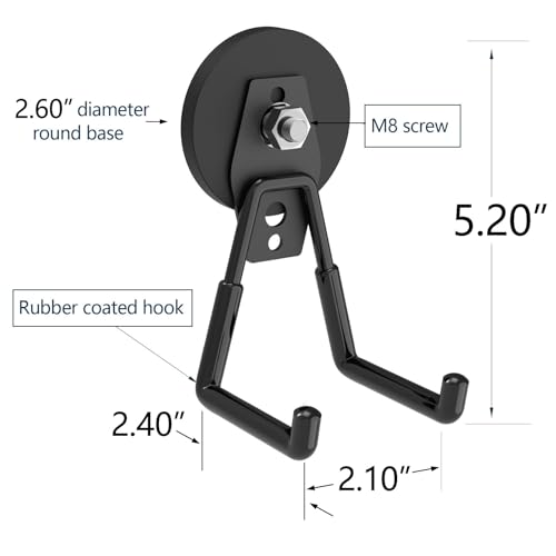 Heavy Duty Magnetic Hooks with 2.60" D Round Base (2 Count)
