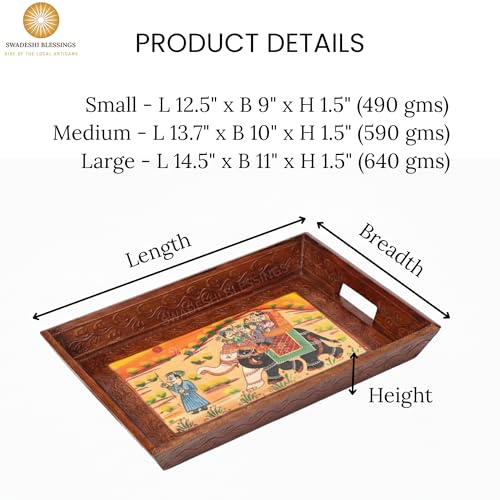 Hand Painted Wooden Serving Tray Set of 3 (3 Count)