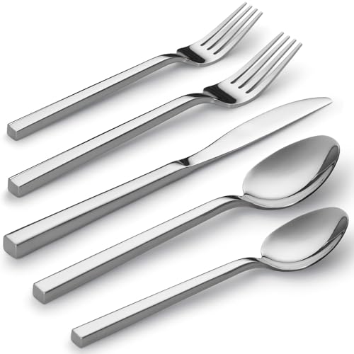 Cube 60 Piece Forged Stainless Steel Flatware Set Cutlery Set (12 Count)