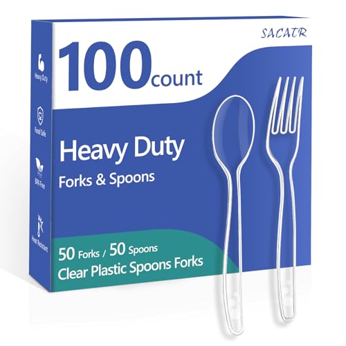 100 Count Clear Plastic Silverware Heavy Duty