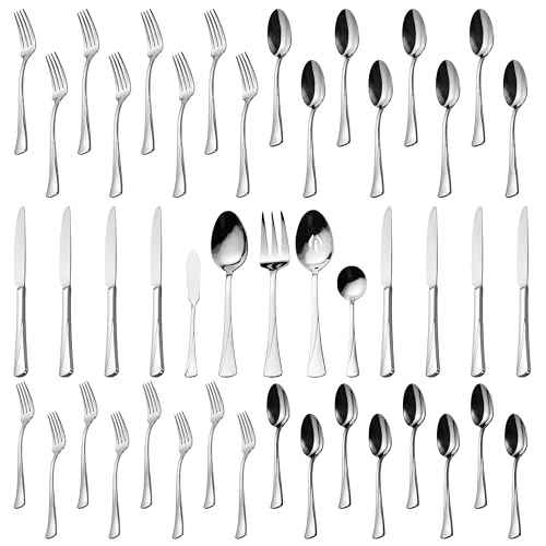 Alice 45 Piece Silverware Set Stainless Steel Flatware Set (6.25 Count)