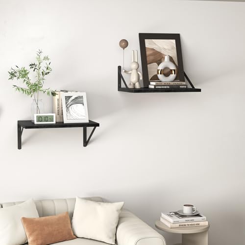16W x 12D Deep Floating Shelves Set of 2 Black (2 Count)