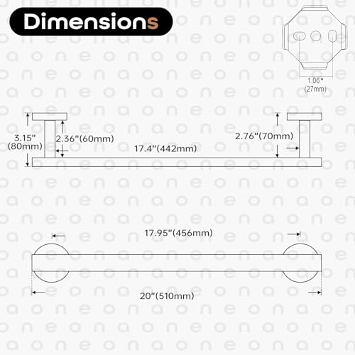 20 Inch Bathroom Towel Bar Bath Towel Rack Kitchen Towel Holder Towel Shelf Wall Mounted SUS304 Stainless Steel Polished Chrome AN4001CH