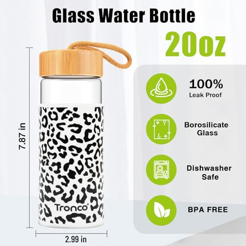 20 oz Glass Water Bottles with Lids