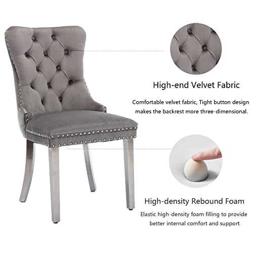 Grey Velvet Dining Chairs Set of 4 (4 Count)