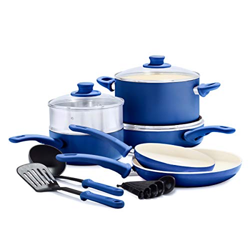 Soft Grip Healthy Ceramic Nonstick 12 Piece Cookware Pots and Pans Set