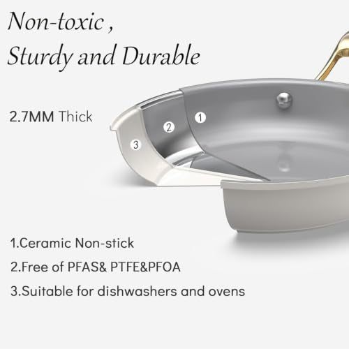 10-in-1 White Ceramic Nonstick Deep Saute Pan Set With Steamer & Lid, 4QT