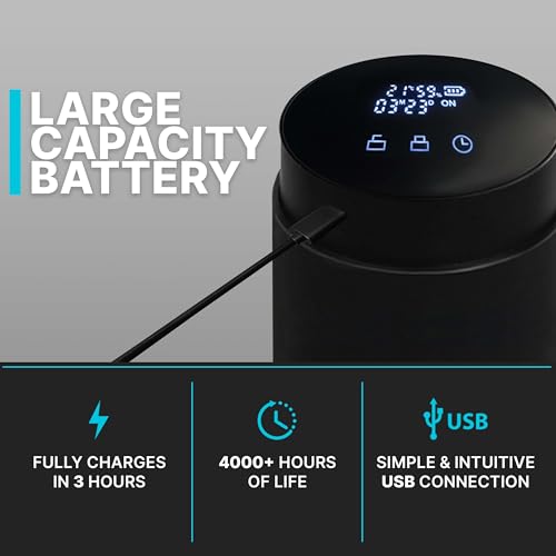 Auto Cure Smart Jar and Vacuum Seal Curing Jar with Built In Hygrometer (67.628 Fl Oz)
