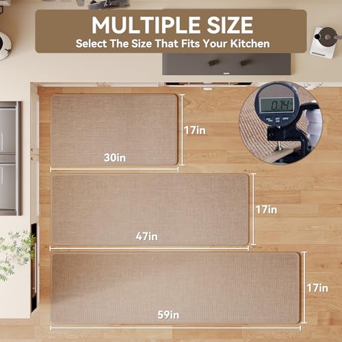 Long Kitchen Runner Rugs Kitchen Mat Non Slip Washable Brown 17"x59"