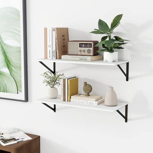 28W x 12D Deep Floating Shelves Set of 2 White (2 Count)