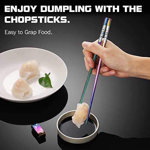 Metal Chopsticks Reusable 2 Pairs Titanium Plated 18